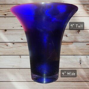 9 inch - Cobalt Blue - Trumpet Shape Vase - Heavy - Thick Glass